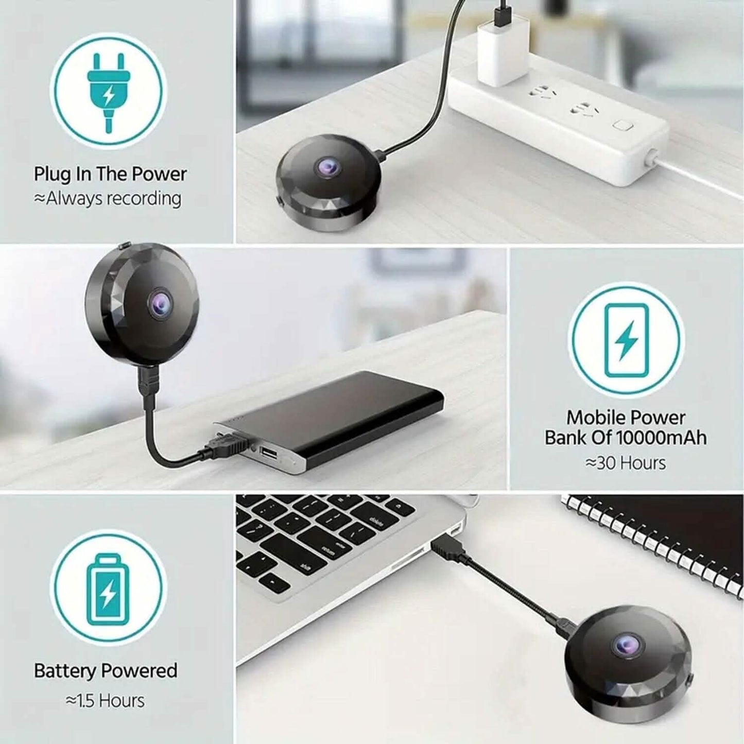 Tragbare Mini-WLAN-Kamera, Überwachungskamera für Innen/Außen mit Nachtsicht, versteckte Nanny Cam