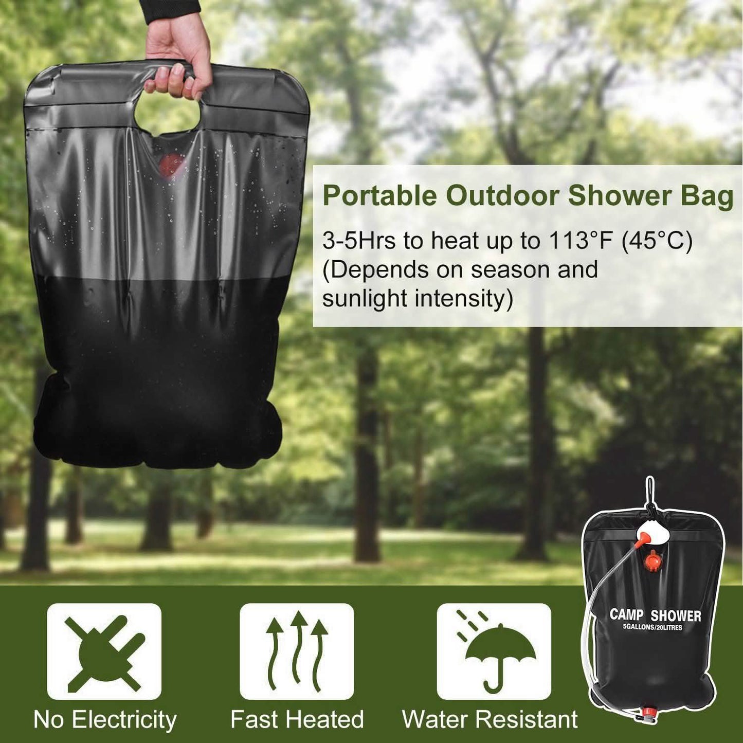 Tragbare solarbeheizte Duschtasche