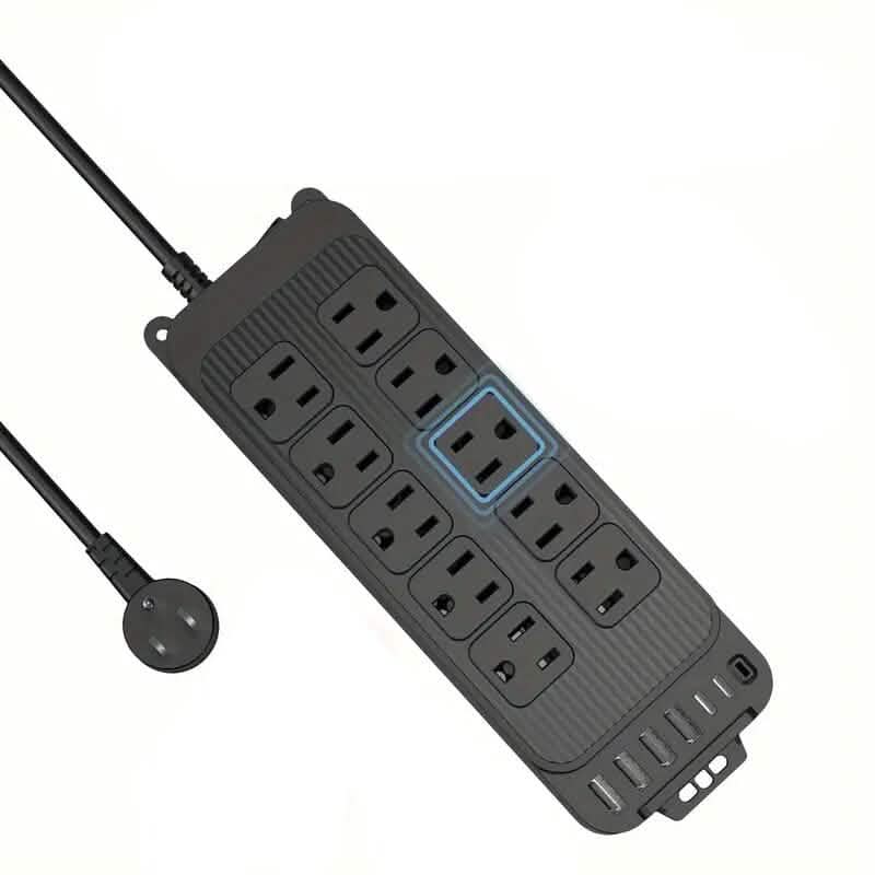 Steckdosenleiste mit 10 Steckdosen, 6 USB-Anschlüssen und 2 USB-C-Anschlüssen