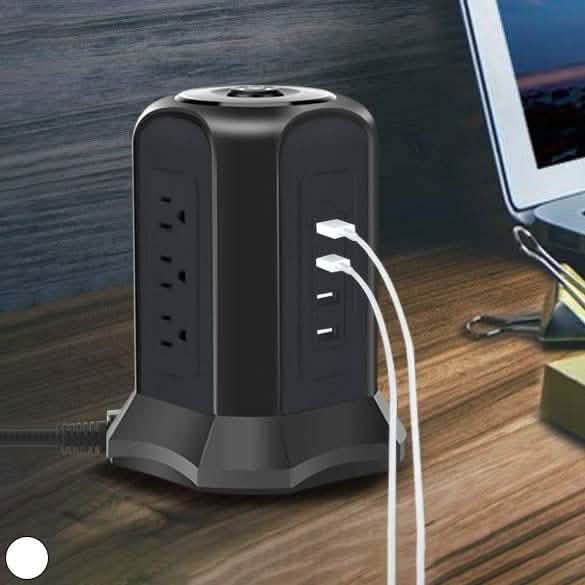 Steckdosenleisten-Turm mit 9 AC-Steckdosen und 4 USB-Ladeanschlüssen, schaltbar