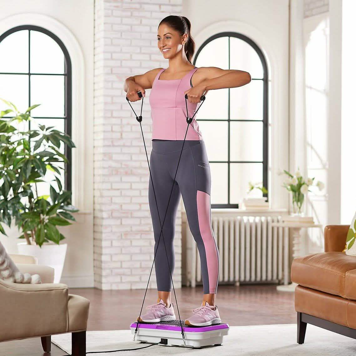 PowerFit Elite Vibrationsplatte mit Übungsbändern und Matte (Generalüberholt)