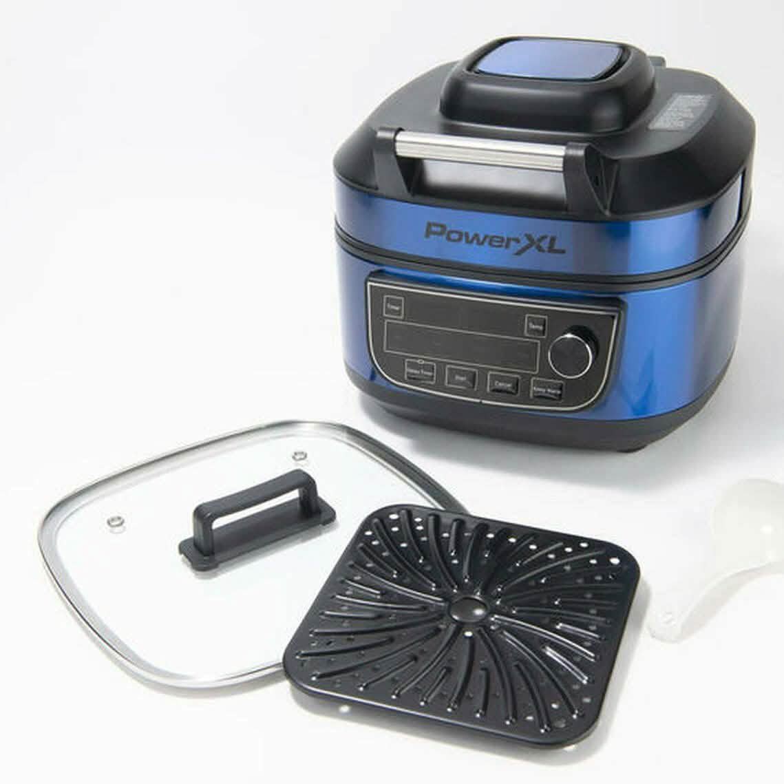 PowerXL 1550W 6-qt 12-in-1 Grill-Heißluftfritteusen-Kombination mit Glasdeckel (überholt)