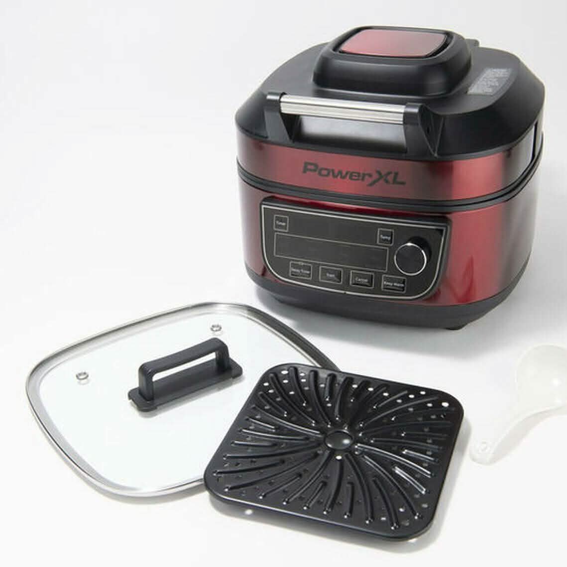 PowerXL 1550W 6-qt 12-in-1 Grill-Heißluftfritteusen-Kombination mit Glasdeckel (überholt)