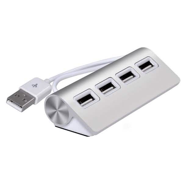 Premium USB-Hub aus Aluminium mit 4 Anschlüssen und 28 cm abgeschirmtem Kabel