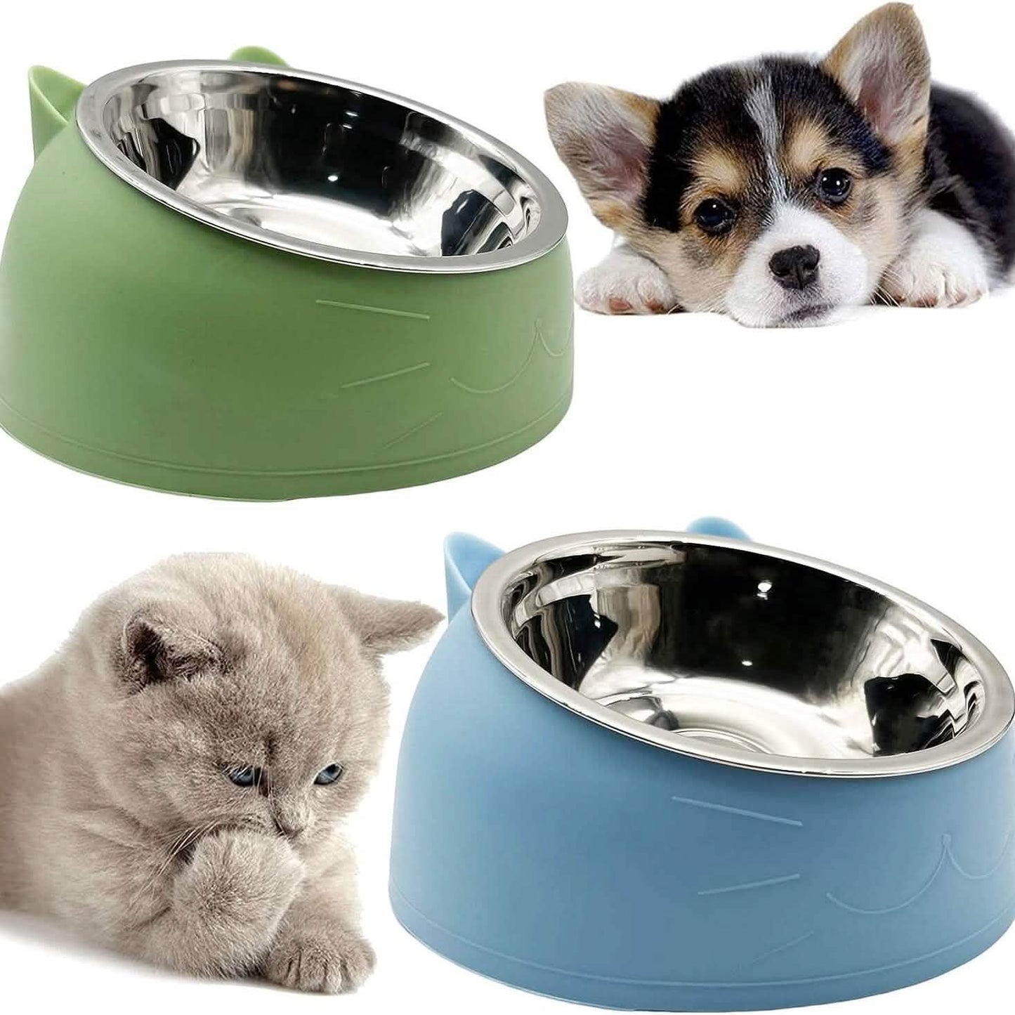 Premium-Edelstahl-Futter-/Wassernäpfe für Katzen & Hunde – rutschfester Boden