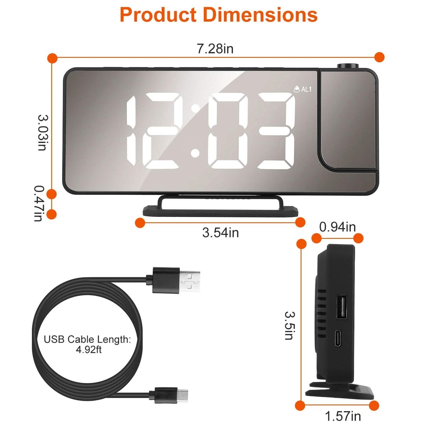 Projektionswecker LED Digitalwecker mit zwei Alarmen und Schlummerfunktion