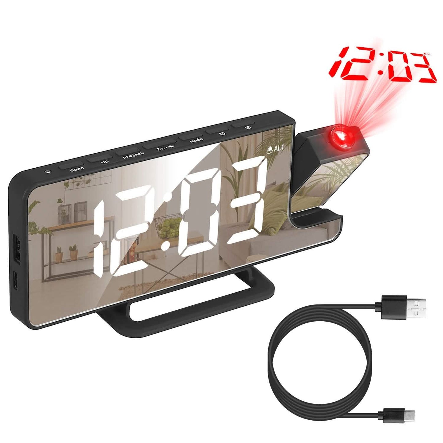 Projektionswecker LED Digitalwecker mit zwei Alarmen und Schlummerfunktion