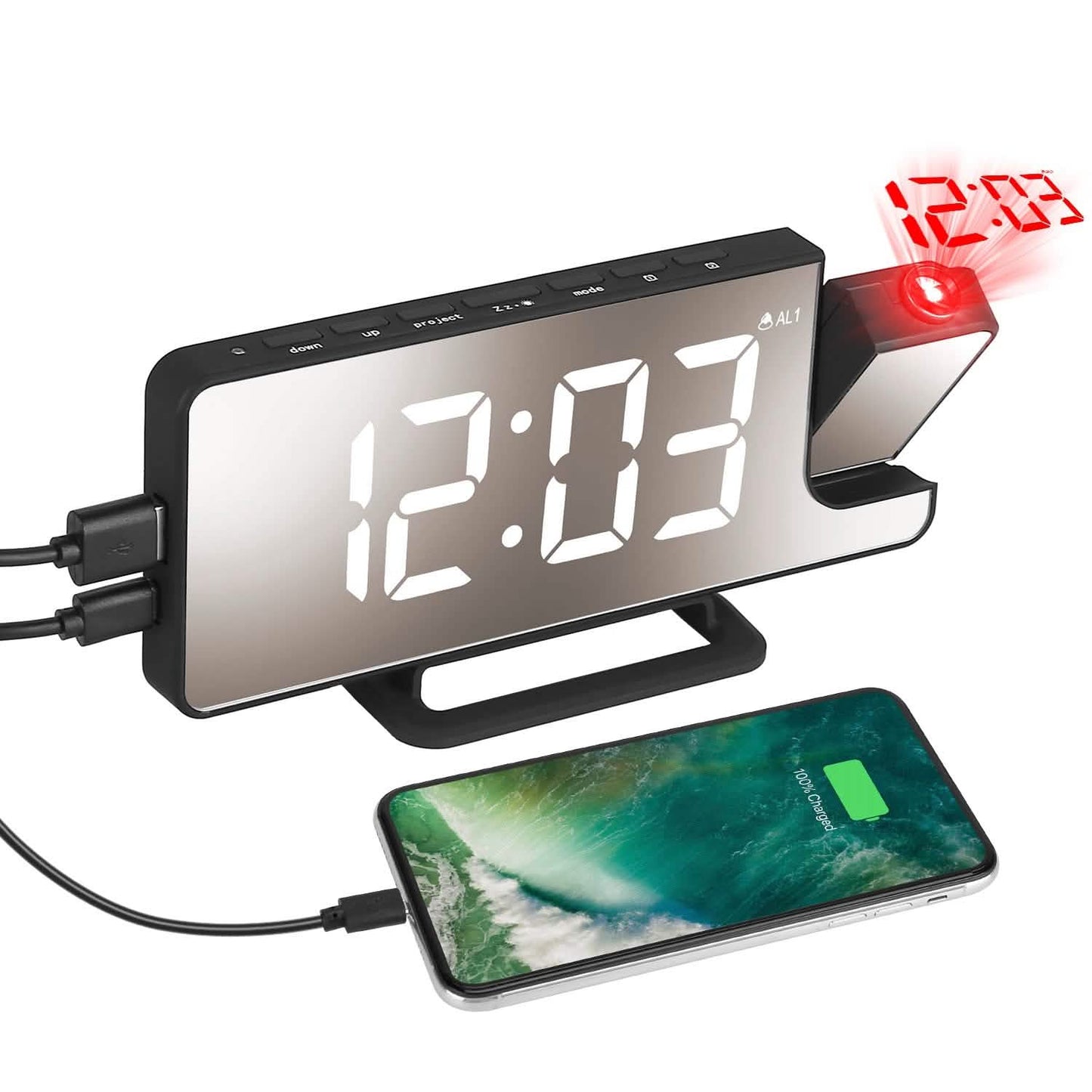 Projektionswecker LED Digitalwecker mit zwei Alarmen und Schlummerfunktion