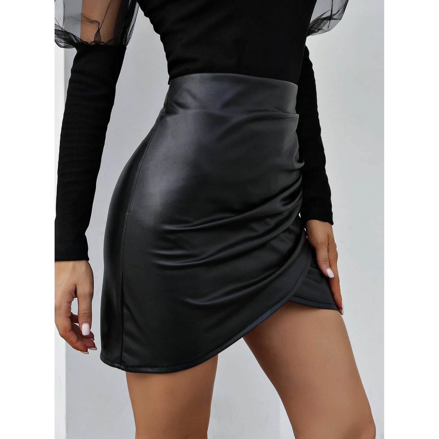 PU-Wickelsaum Bodycon-Rock