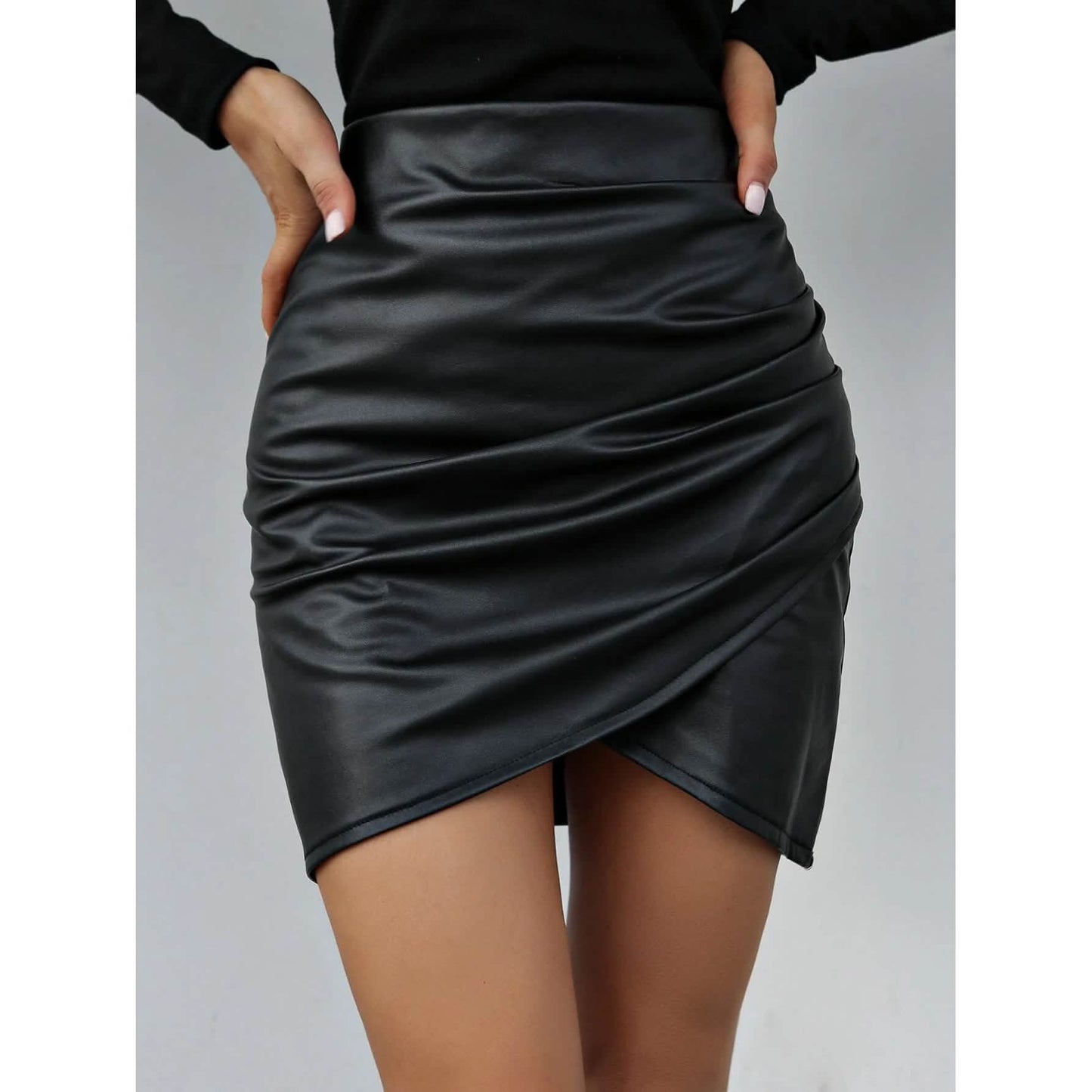 PU-Wickelsaum Bodycon-Rock