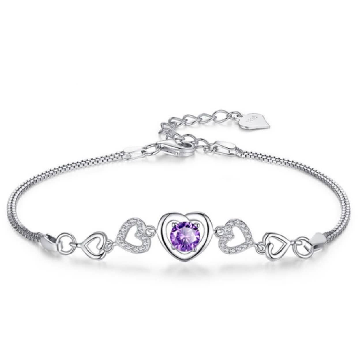 Lila Amethyst Kristall Herz Armband