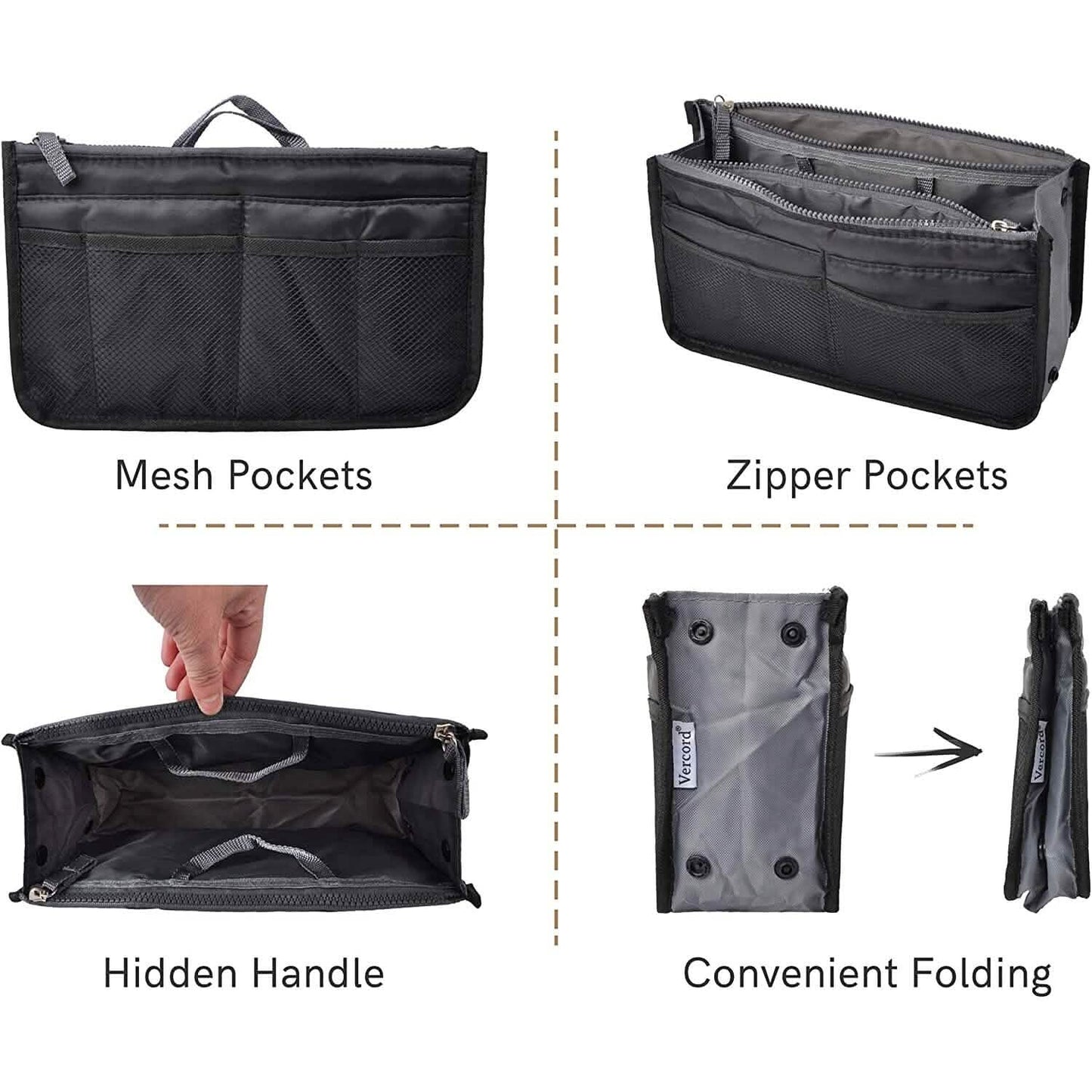 Handtaschen-Organizer, vielseitiger Reise-Organizer, Kosmetiktasche mit mehreren Fächern
