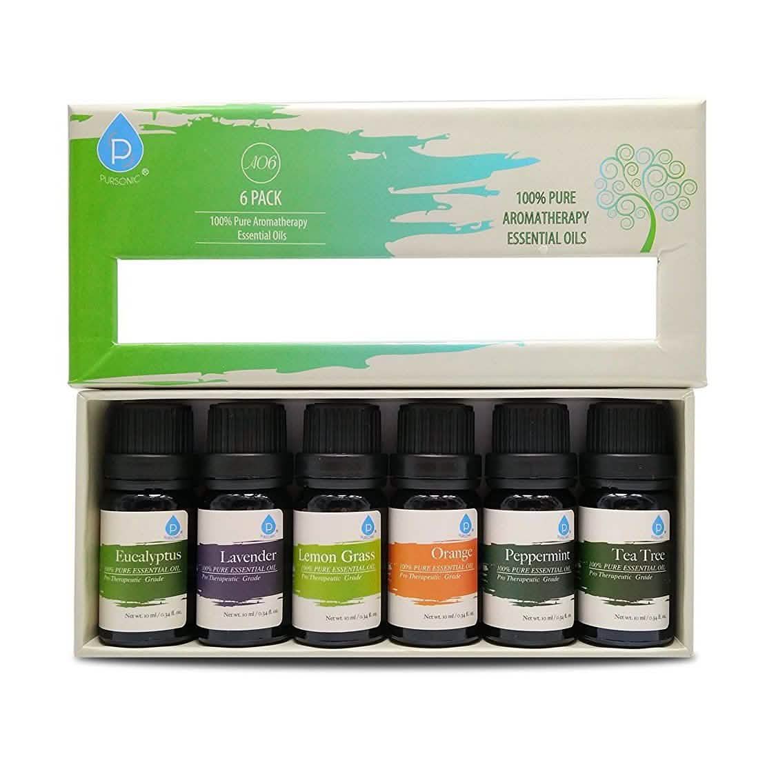 Pursonic Aroma Diffuser mit Fernbedienung und 6er-Set Aromatherapieöle