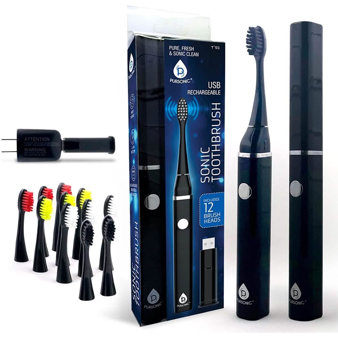 Pursonic Professional Sonic Zahnbürsten-Set mit abnehmbarem USB-Akku