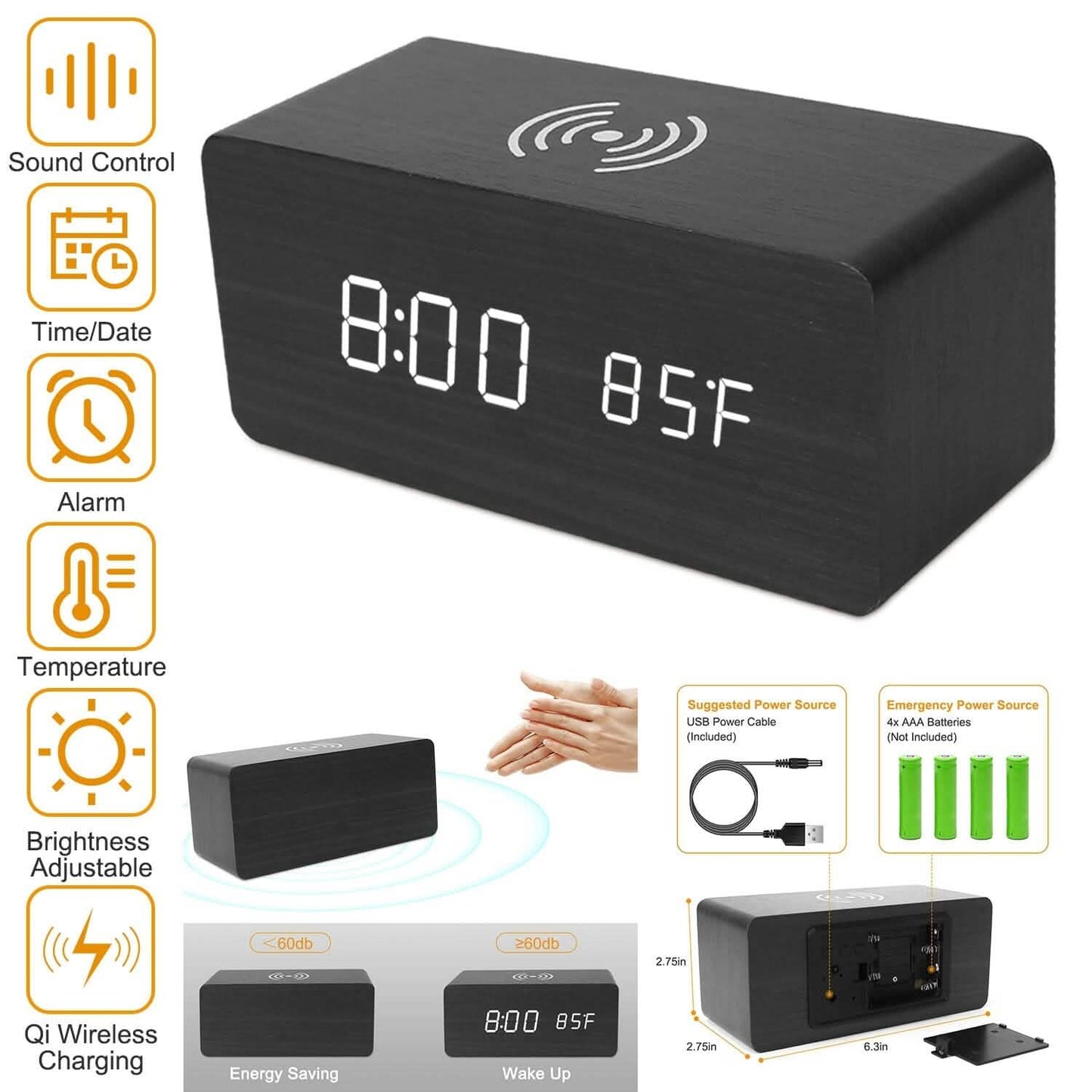 Qi Wireless Ladegerät Digitalwecker