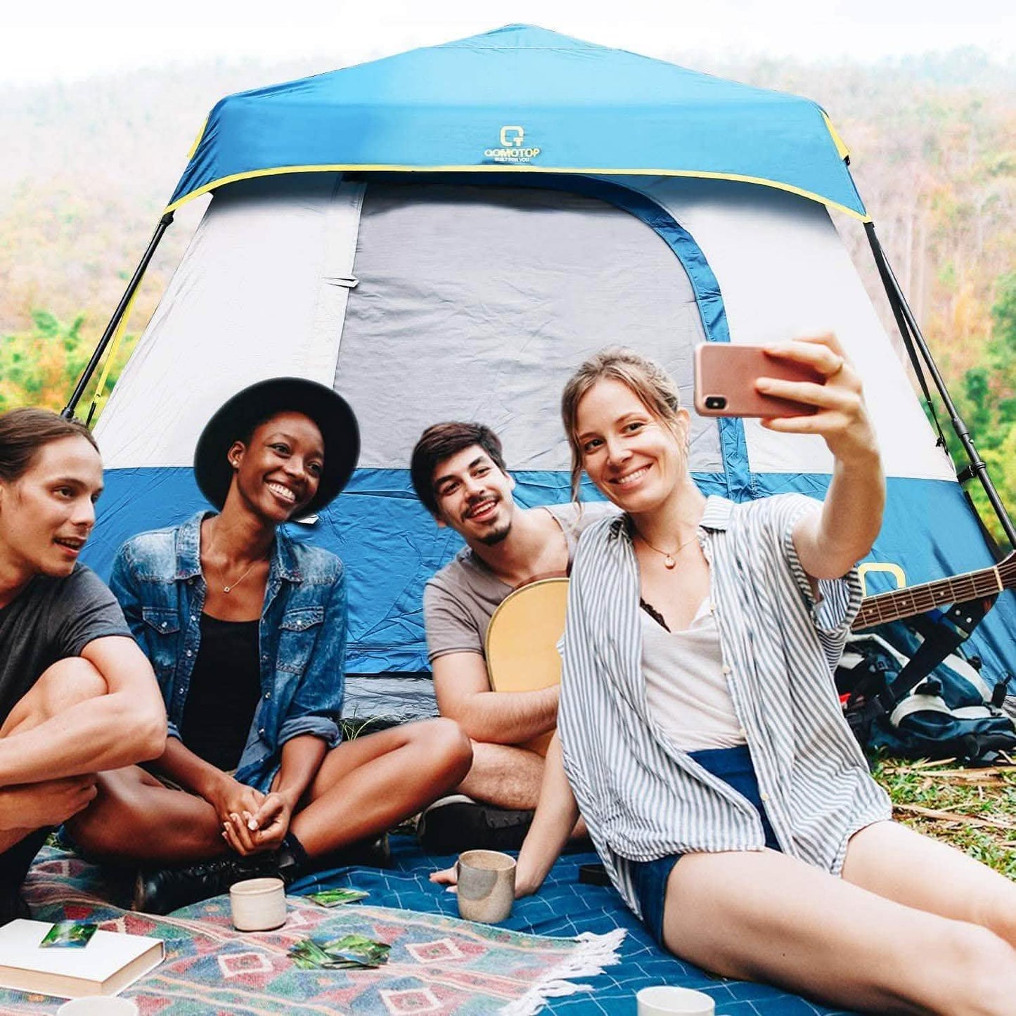 QOMOTOP 6-Personen-Campingzelt, Aufbau in 60 Sekunden