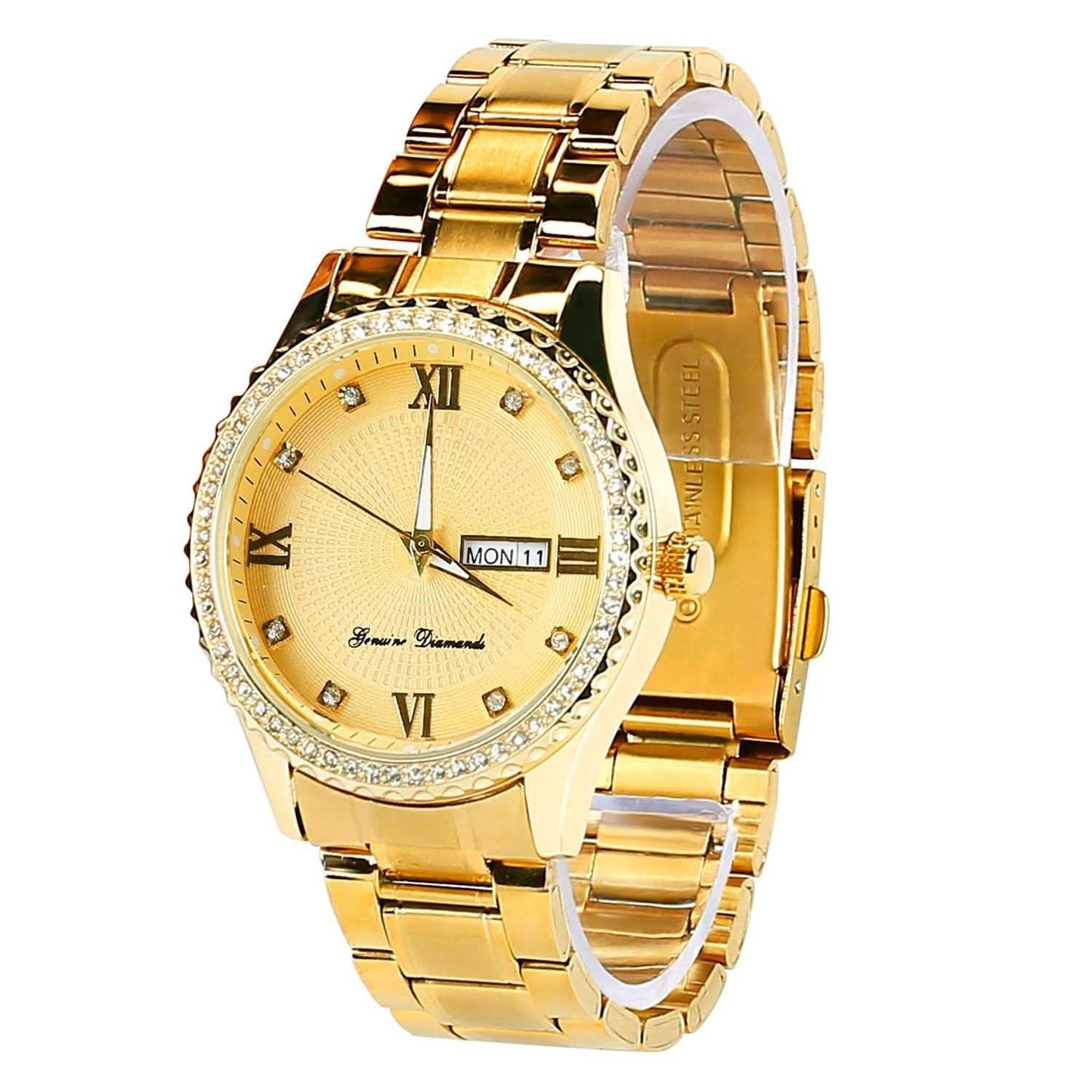 Quarzuhr Luxus Kristall Strass Gold Stahl
