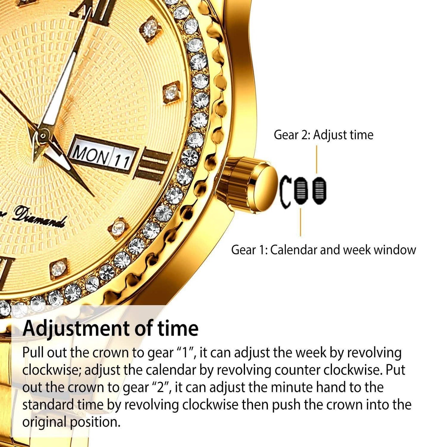 Quarzuhr Luxus Kristall Strass Gold Stahl