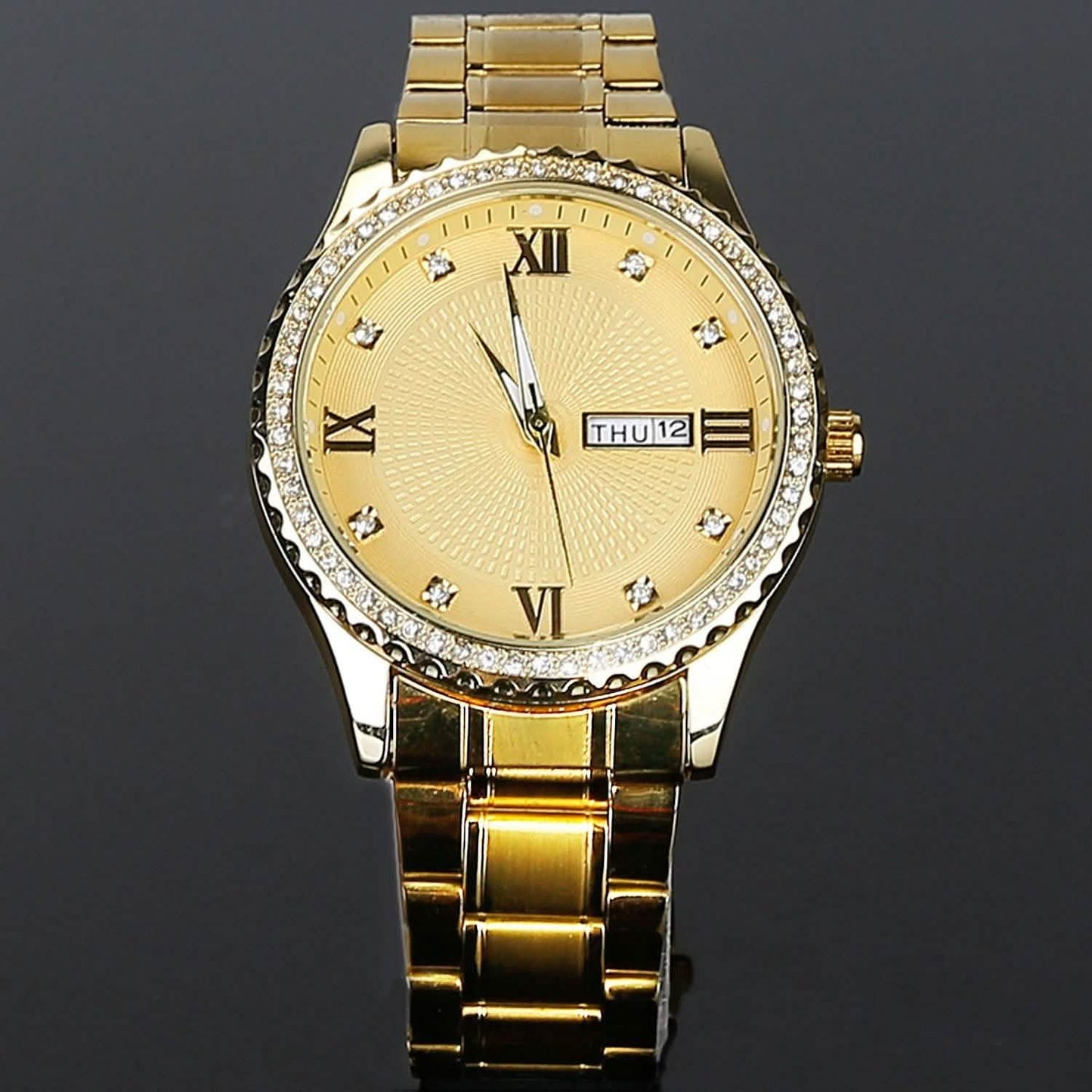 Quarzuhr Luxus Kristall Strass Gold Stahl