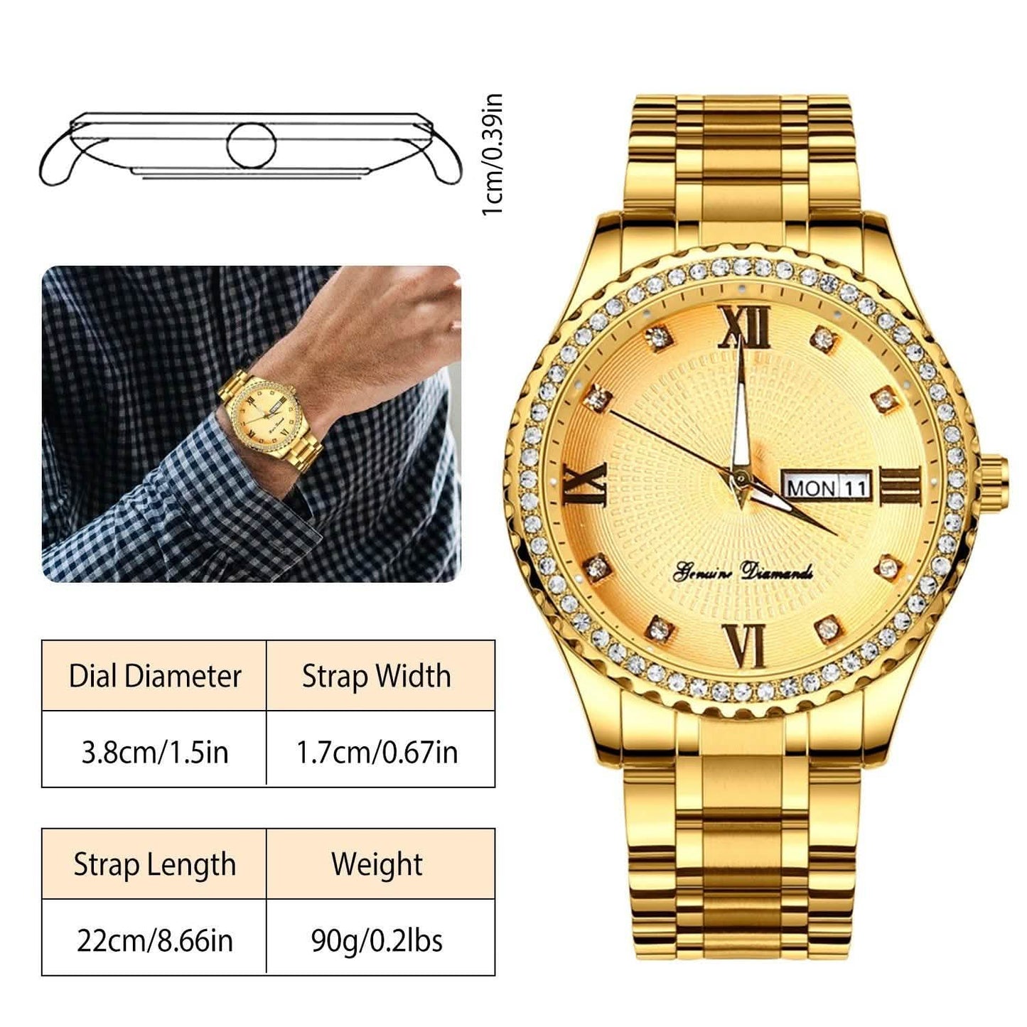 Quarzuhr Luxus Kristall Strass Gold Stahl