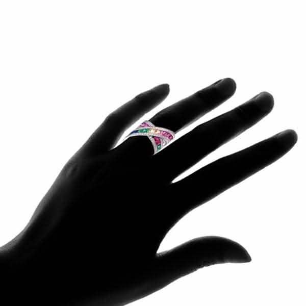 Regenbogen Kristall X-Ring mit Swarovski Elementen - Verschiedene Größen