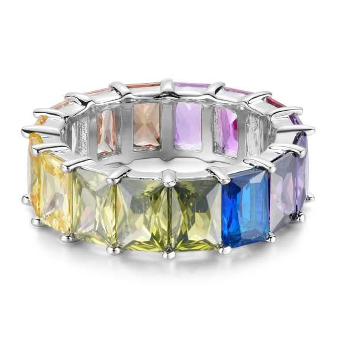 Regenbogen-Smaragd-Ewigkeitsring