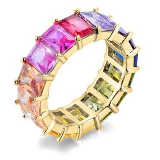 Regenbogen-Smaragd-Ewigkeitsring