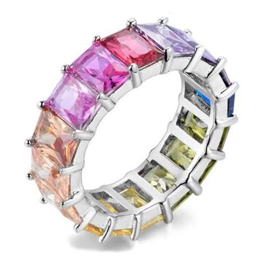 Regenbogen-Smaragd-Ewigkeitsring