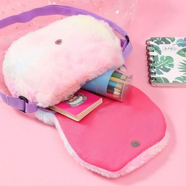 Regenbogen-Einhorn-Plüsch-Schultertasche