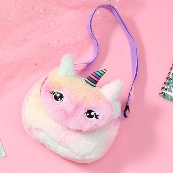 Regenbogen-Einhorn-Plüsch-Schultertasche