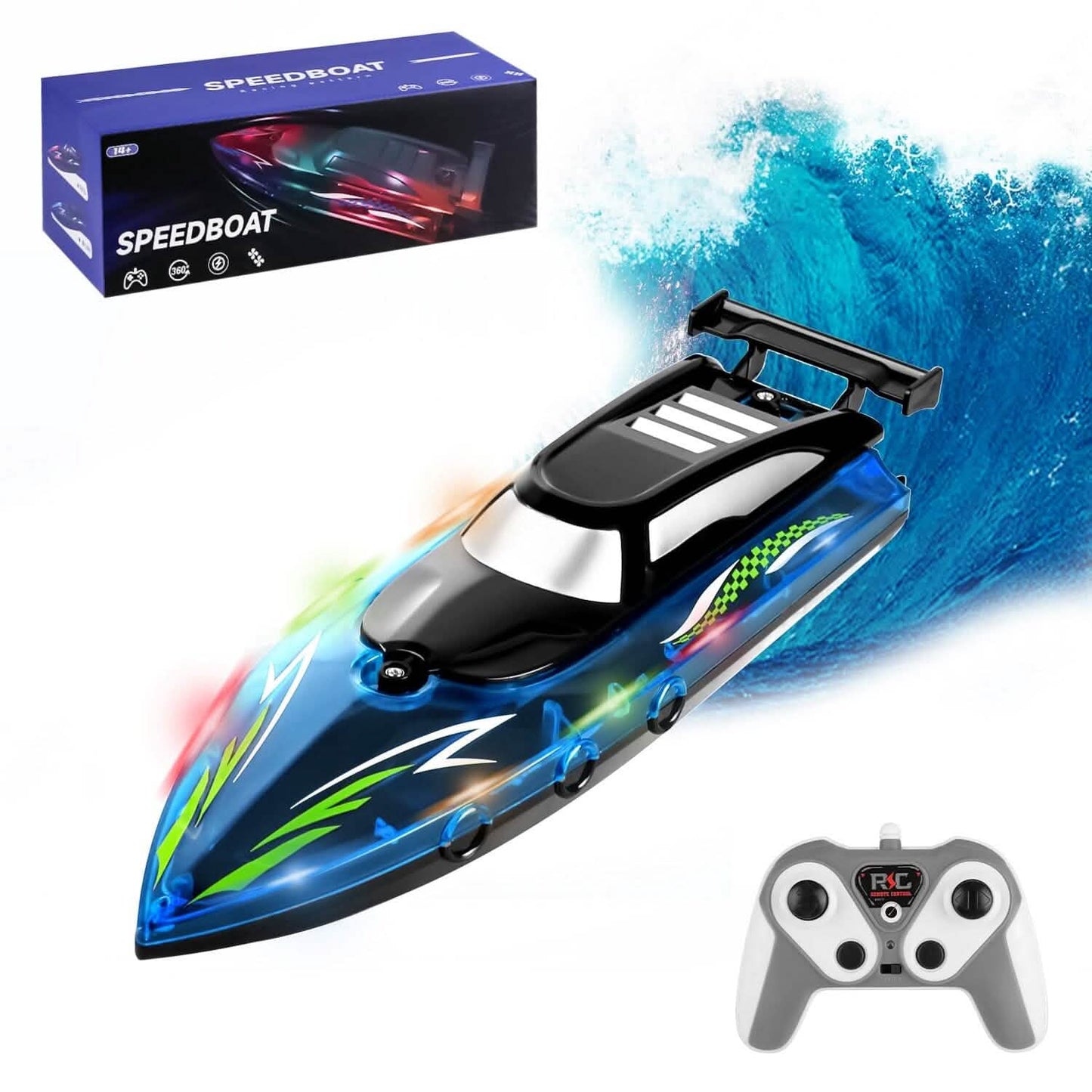 RC-Boot mit bunten LED-Lichtern, 10 km/h