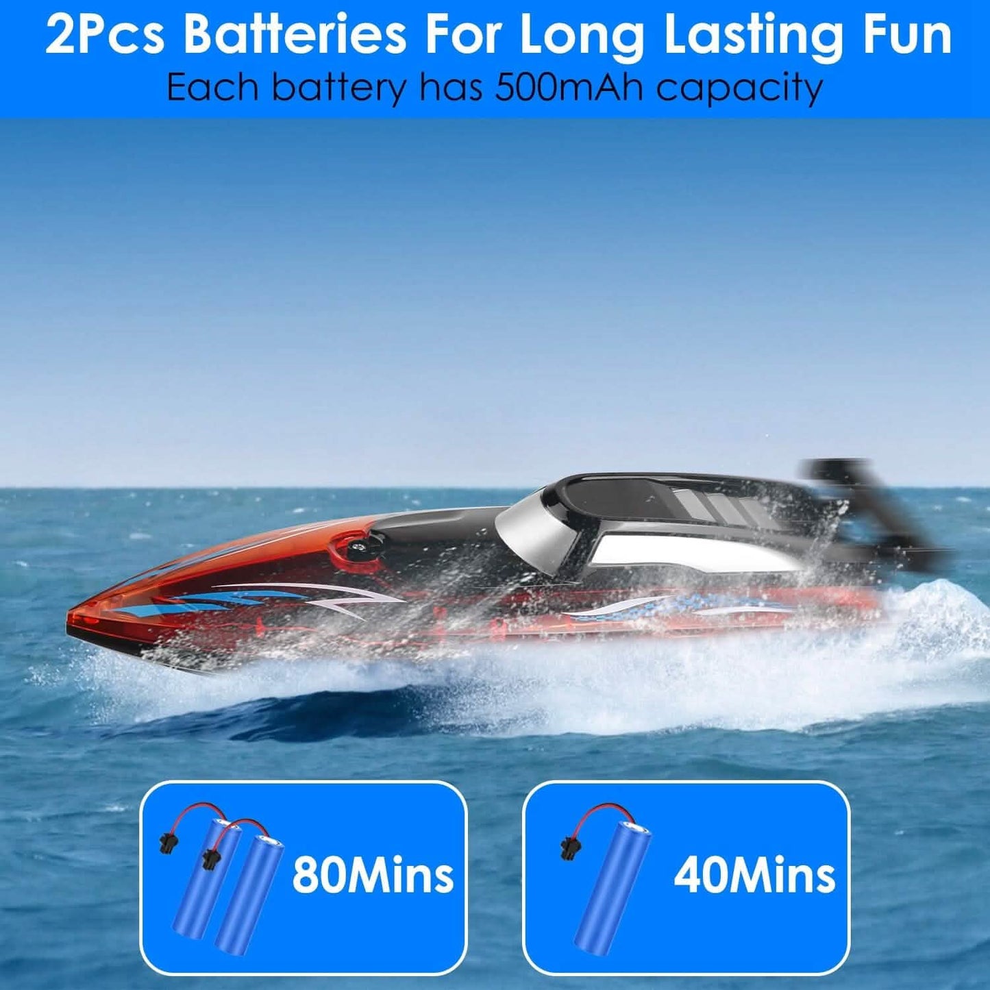 RC-Boot mit bunten LED-Lichtern, 10 km/h