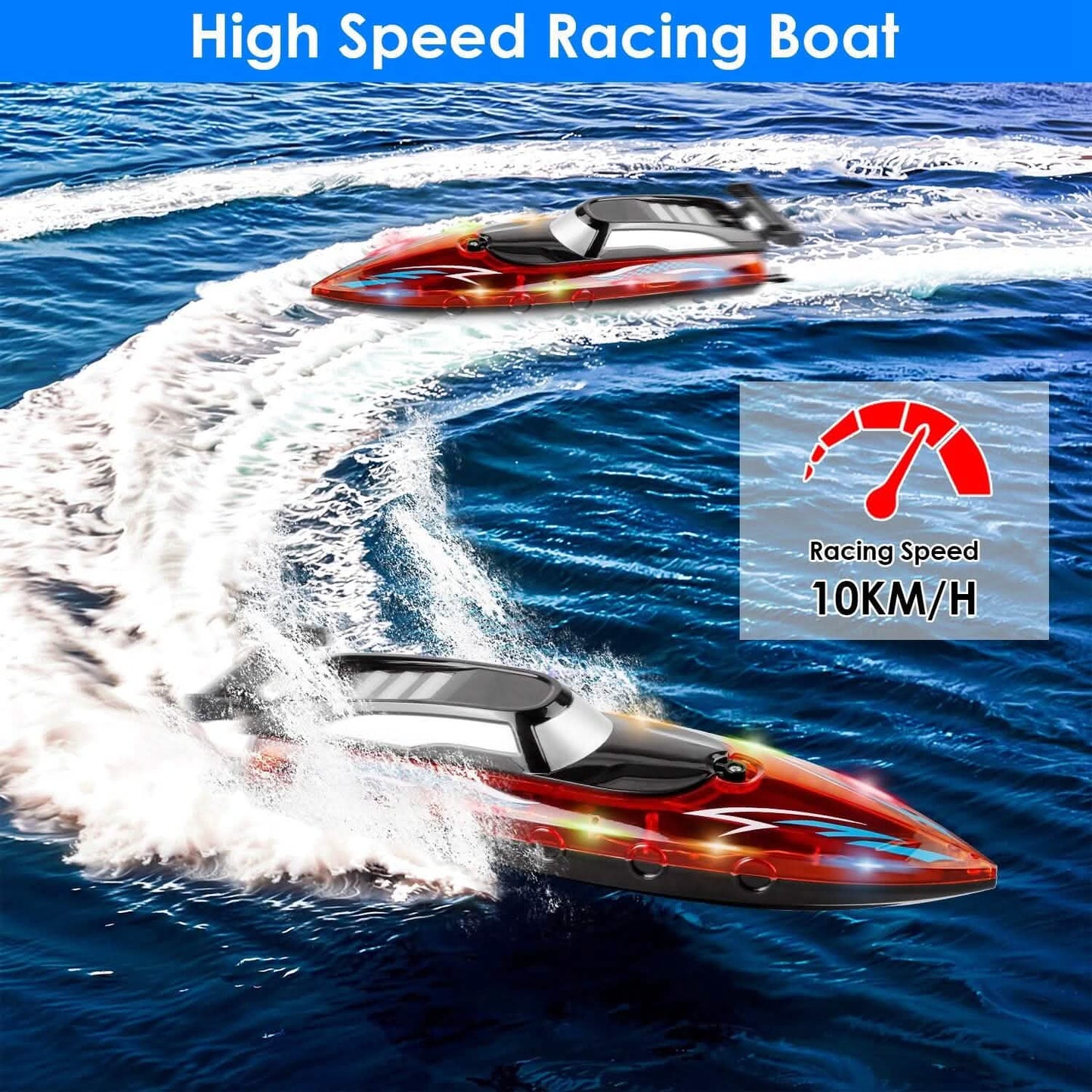 RC-Boot mit bunten LED-Lichtern, 10 km/h