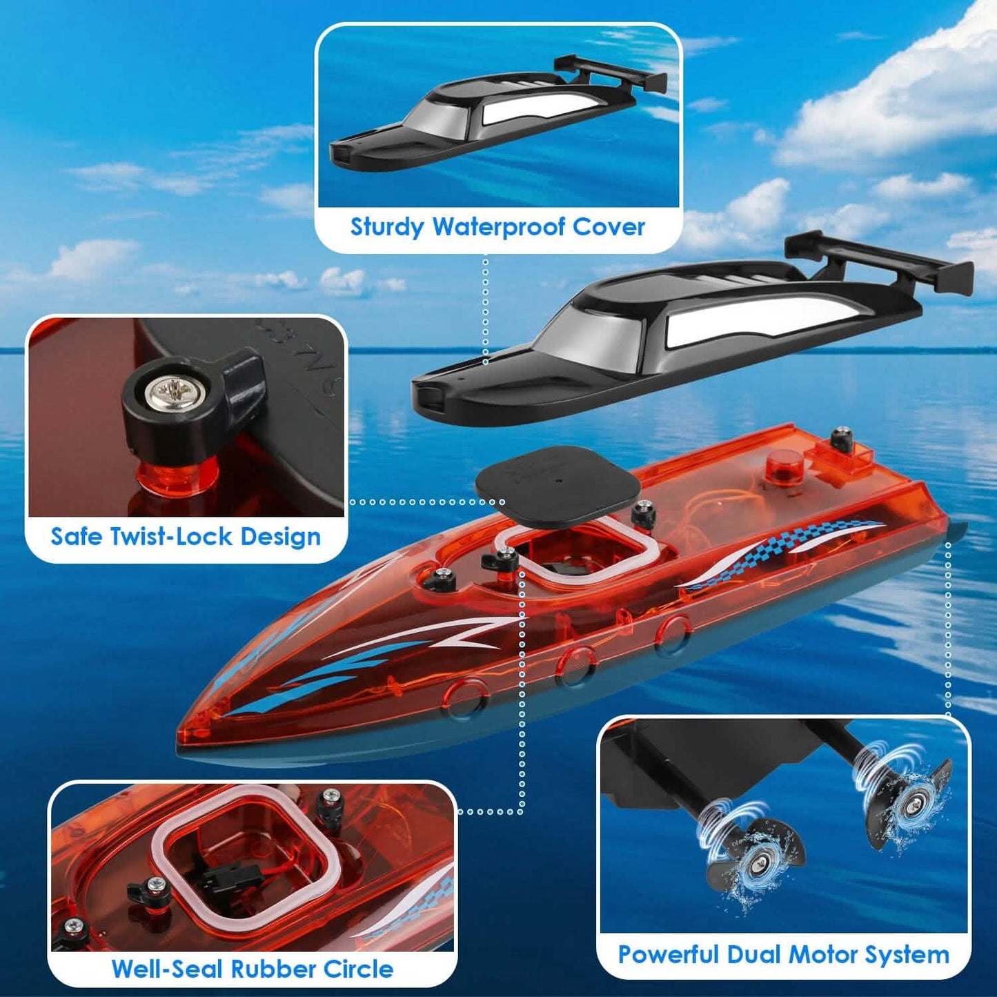 RC-Boot mit bunten LED-Lichtern, 10 km/h