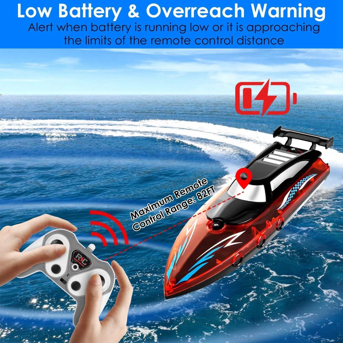 RC-Boot mit bunten LED-Lichtern, 10 km/h