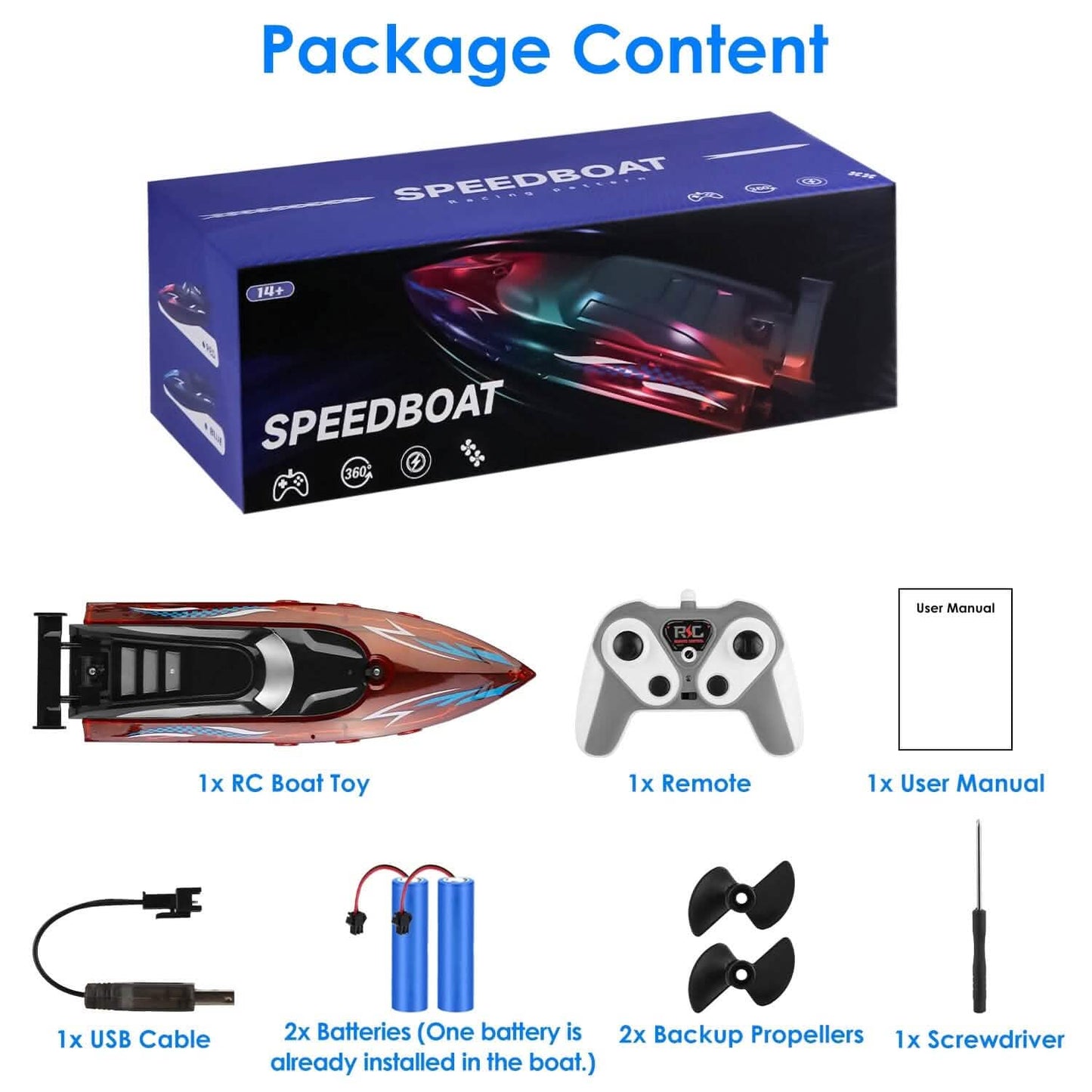 RC-Boot mit bunten LED-Lichtern, 10 km/h