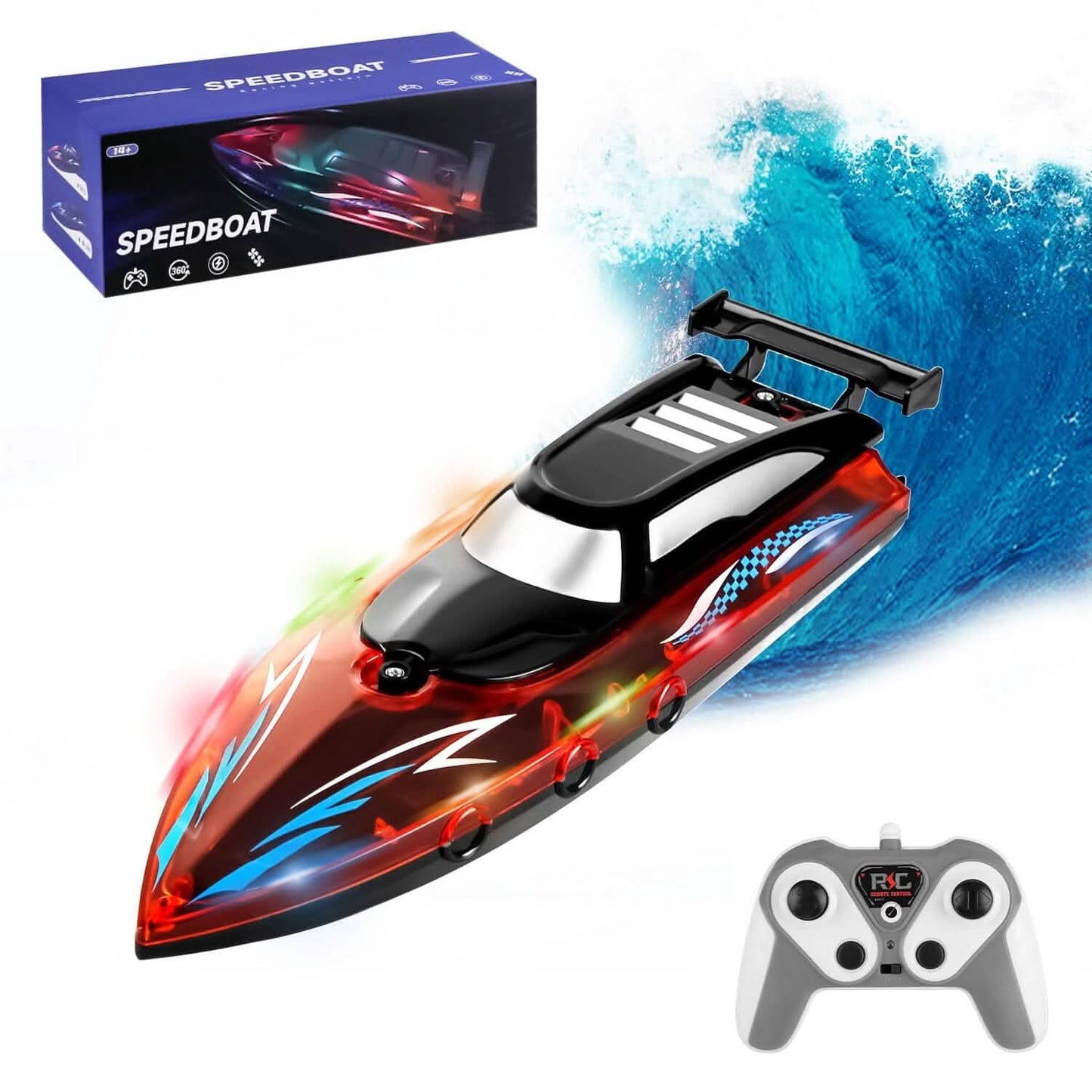 RC-Boot mit bunten LED-Lichtern, 10 km/h