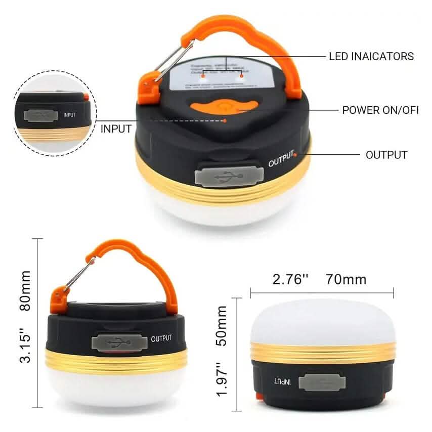 Wiederaufladbare LED-Campinglaterne mit Magnetfuß