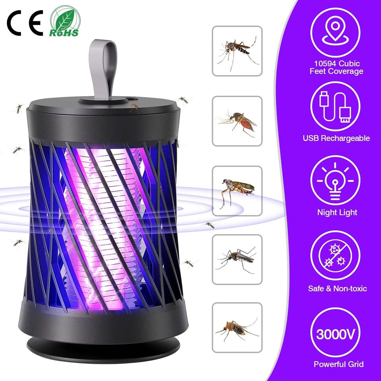 Wiederaufladbare Mückenlampe mit Nachtlicht