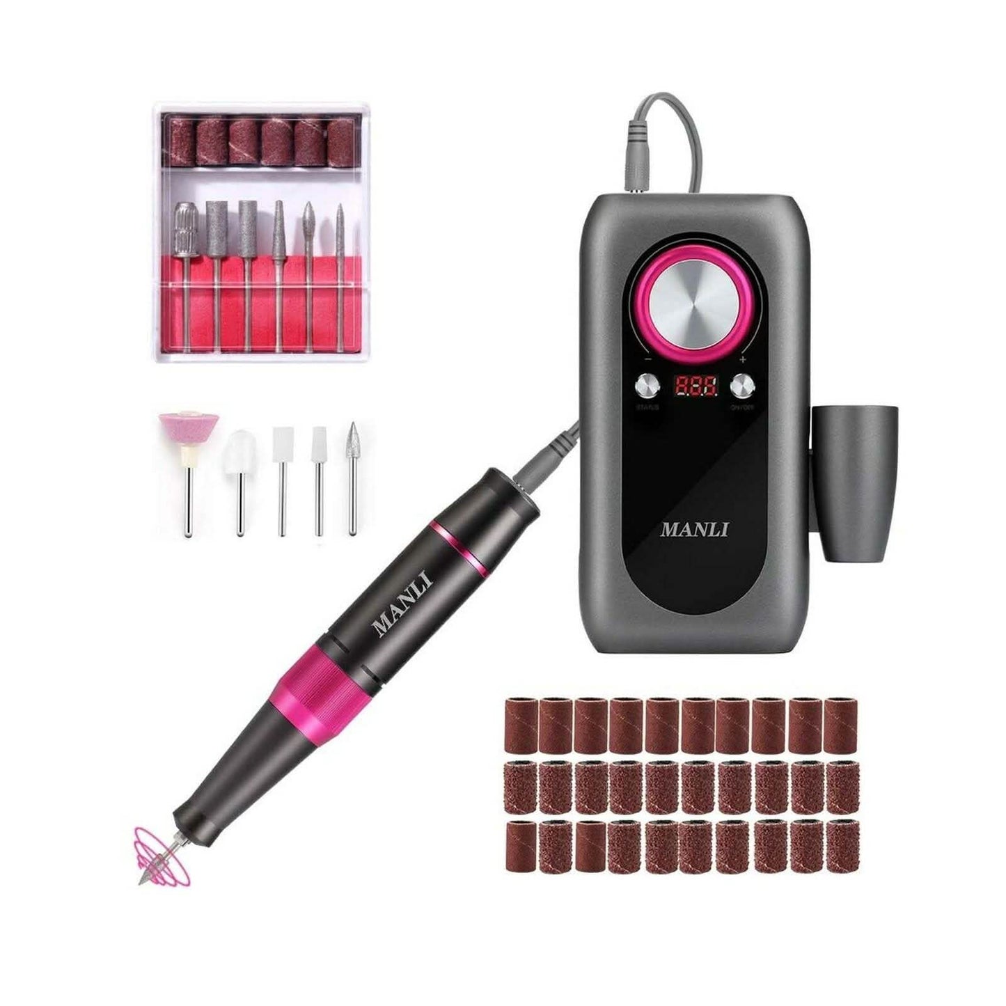 Wiederaufladbares Nagelbohrer-Set mit 2000mAh Powerbank