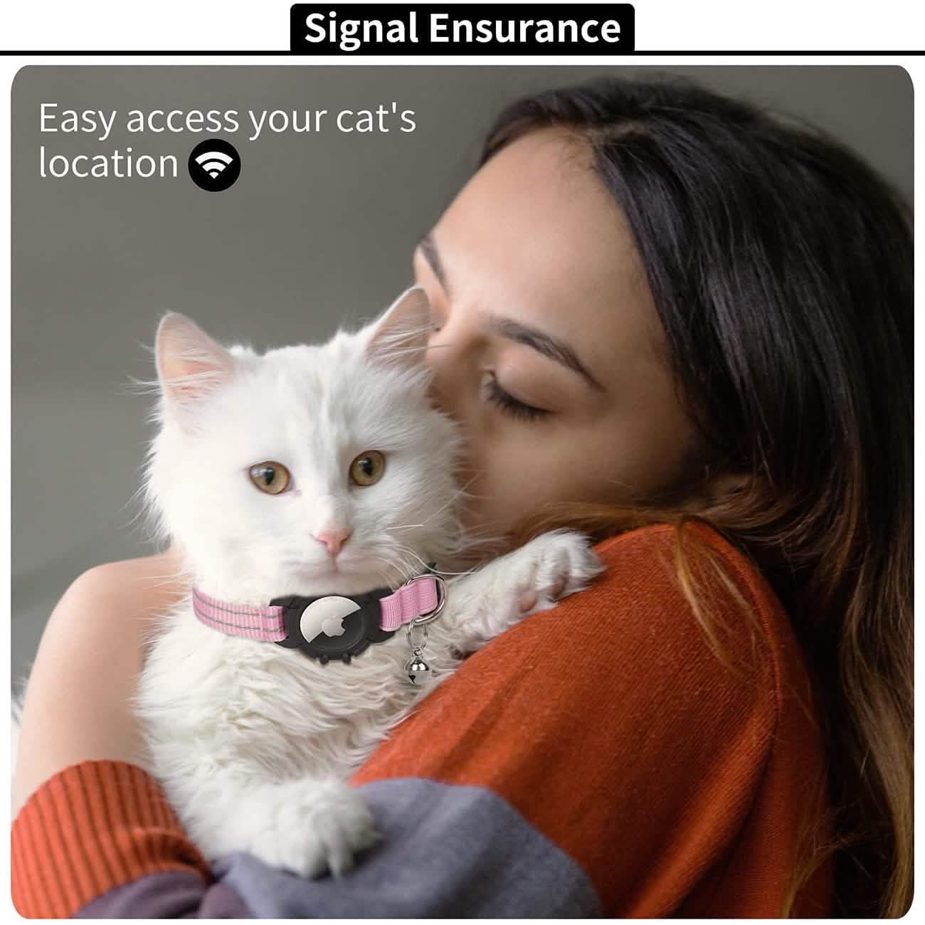Reflektierendes GPS-Katzenhalsband mit AirTag-Halter und Glöckchen