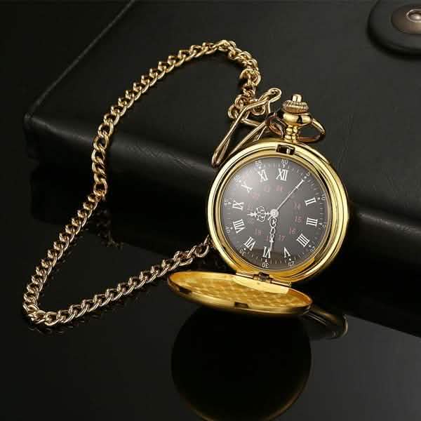 Retro Glatte Herren Taschenuhr mit Kette