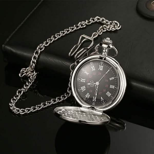 Retro Glatte Herren Taschenuhr mit Kette