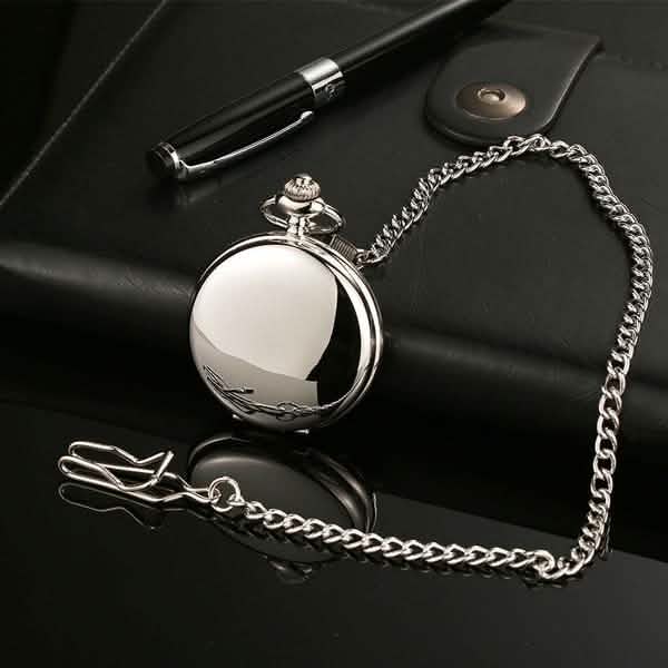 Retro Glatte Herren Taschenuhr mit Kette