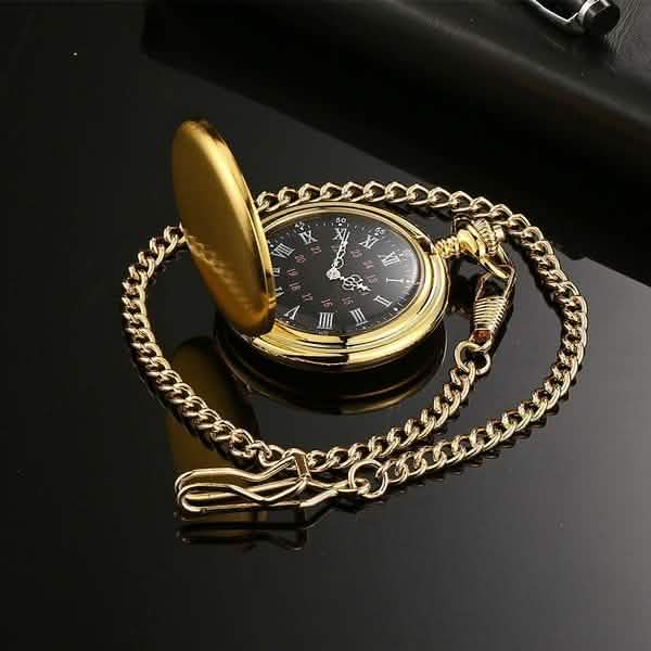 Retro Glatte Herren Taschenuhr mit Kette