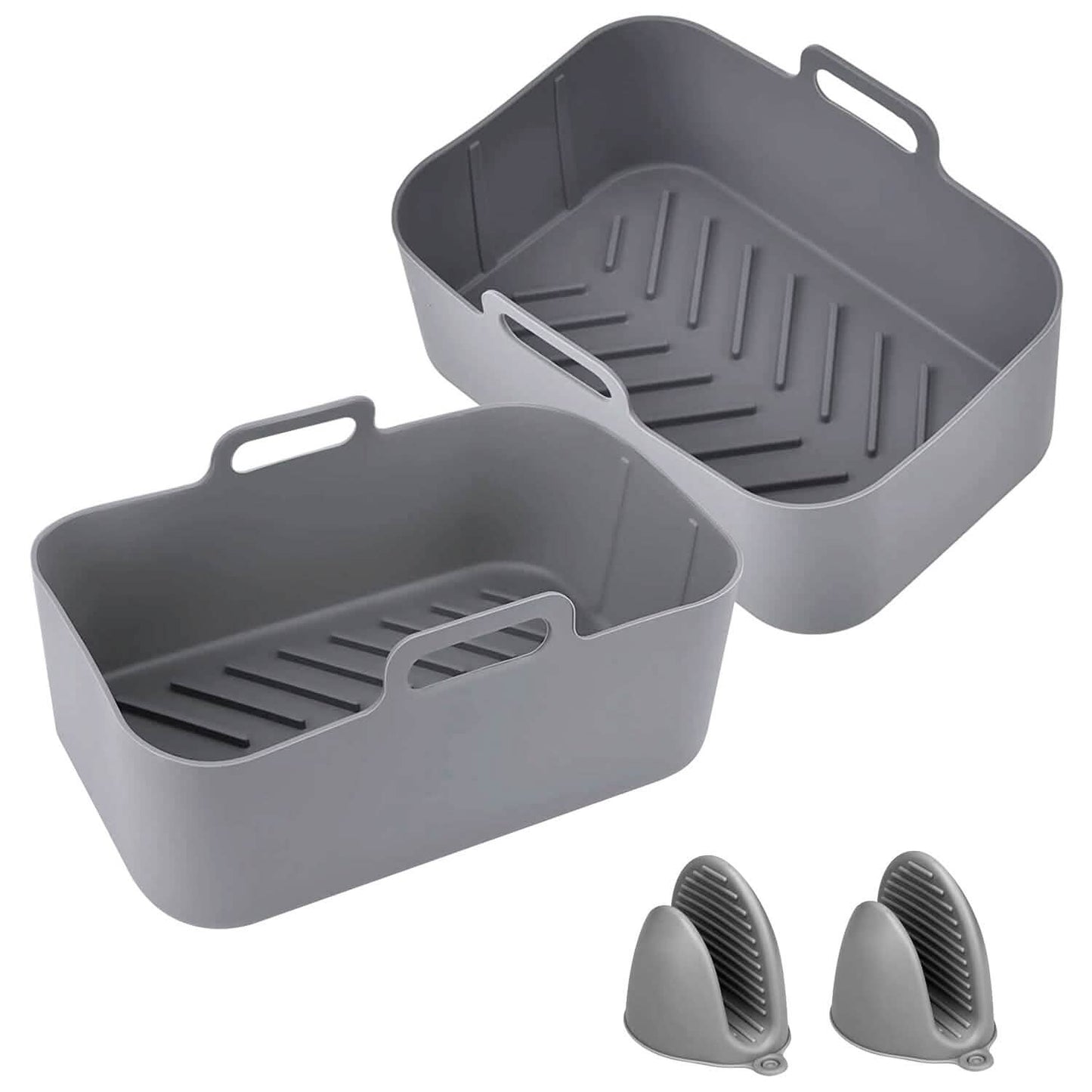 Wiederverwendbarer Heißluftfritteusen-Silikontopf, rechteckig, Ersatz für Pergamentpapier-Einlagen, 6-8 Quart