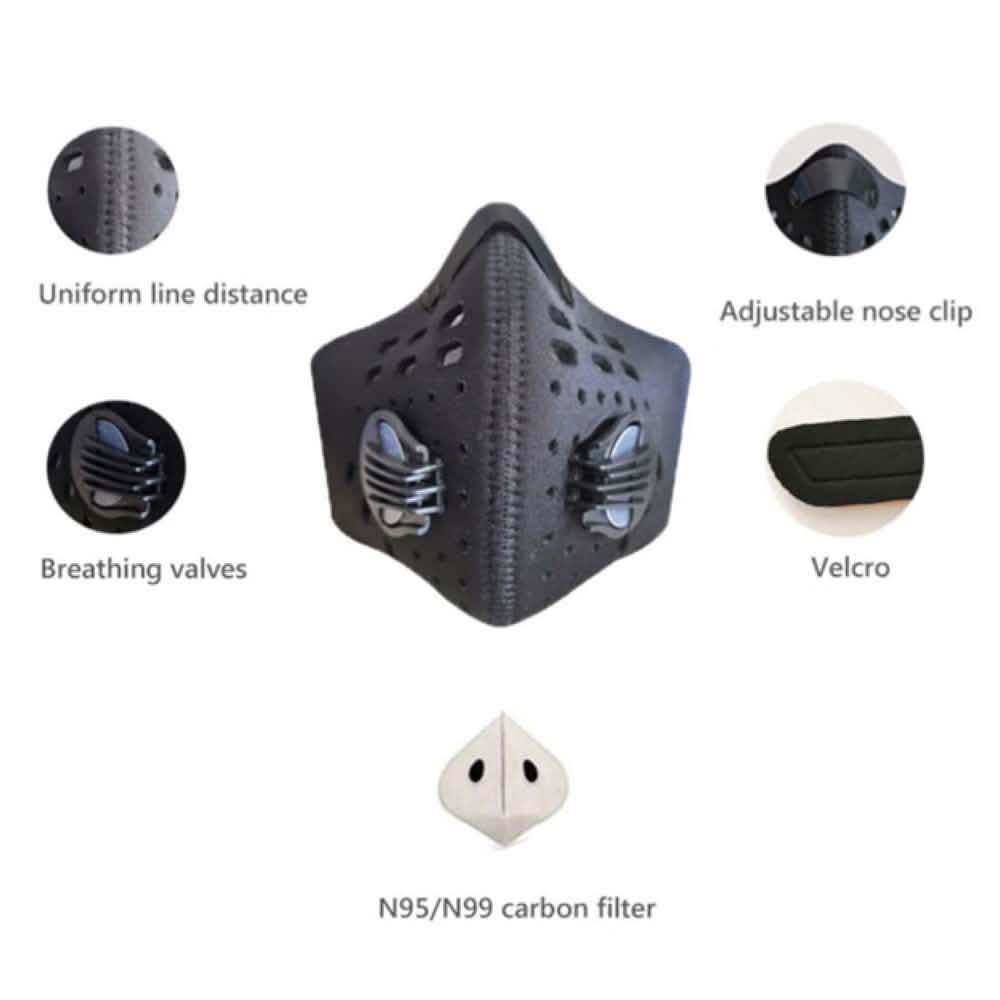 Wiederverwendbare staubdichte Maske mit 3 Filtern