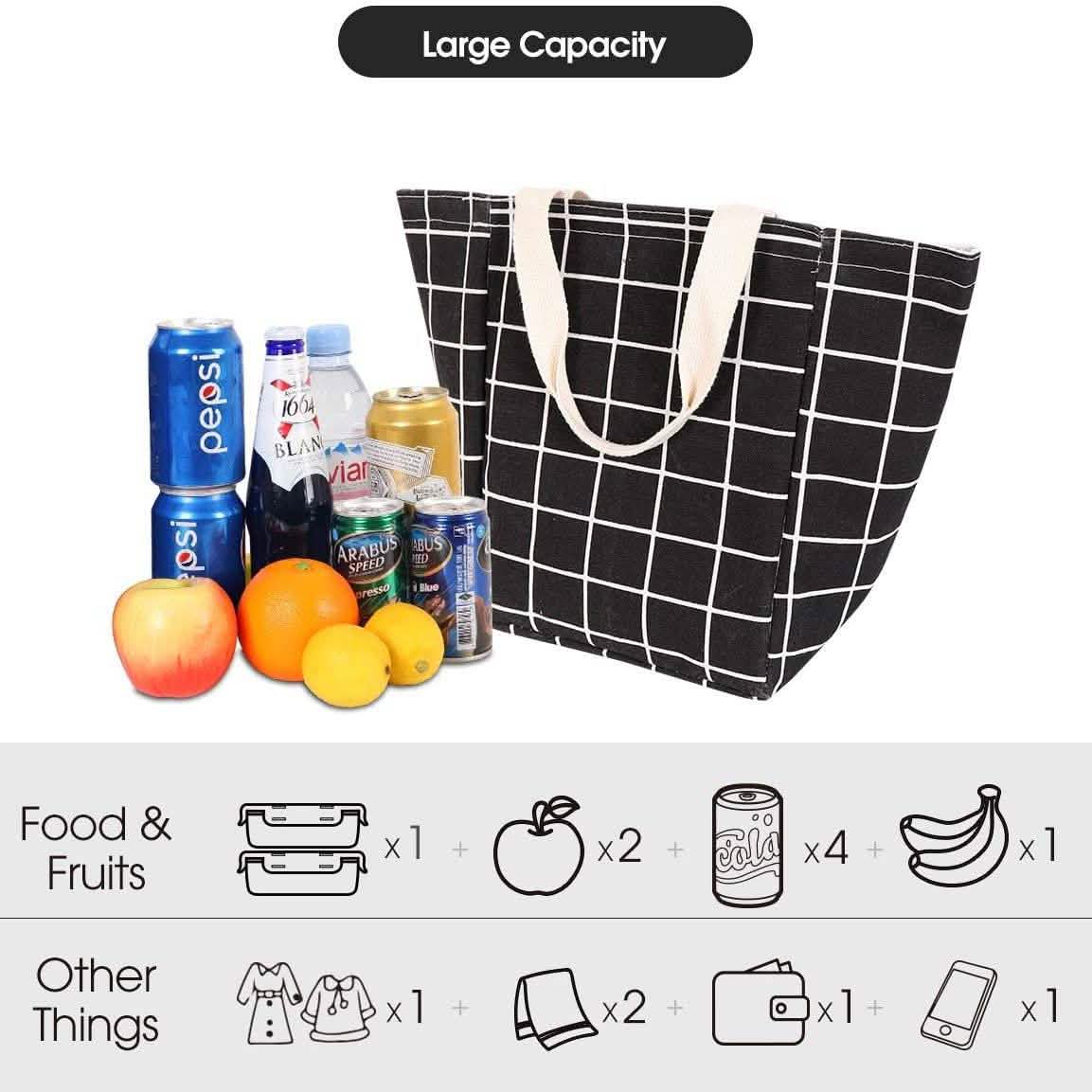 Wiederverwendbare Lunchtasche, isolierte Brotdose aus Segeltuch mit Aluminiumfolie
