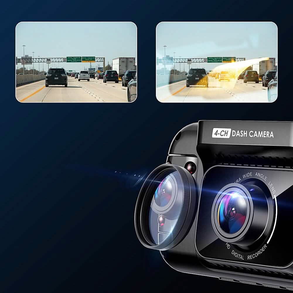 Rexing - R4 4-Kanal-Dashcam mit 1080p-Rundumbild, Wi-Fi und GPS - Schwarz (Generalüberholt)