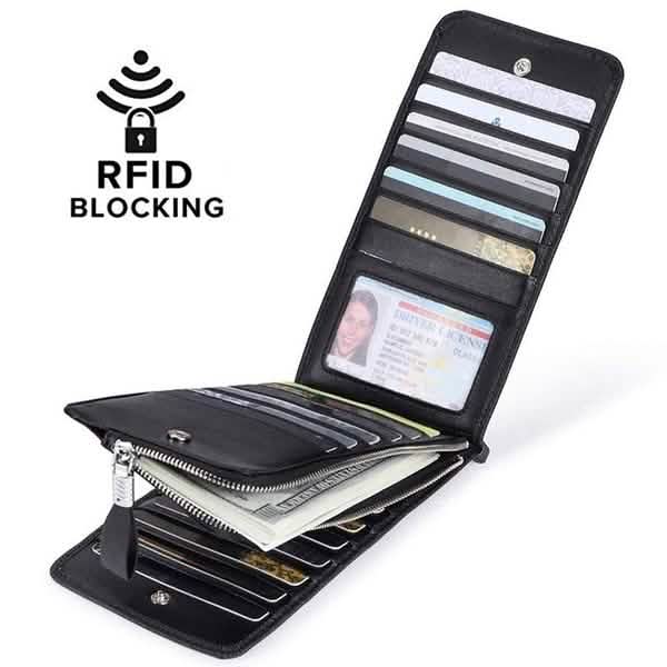 RFID-blockierendes zweifach faltbares Multi-Kartenetui